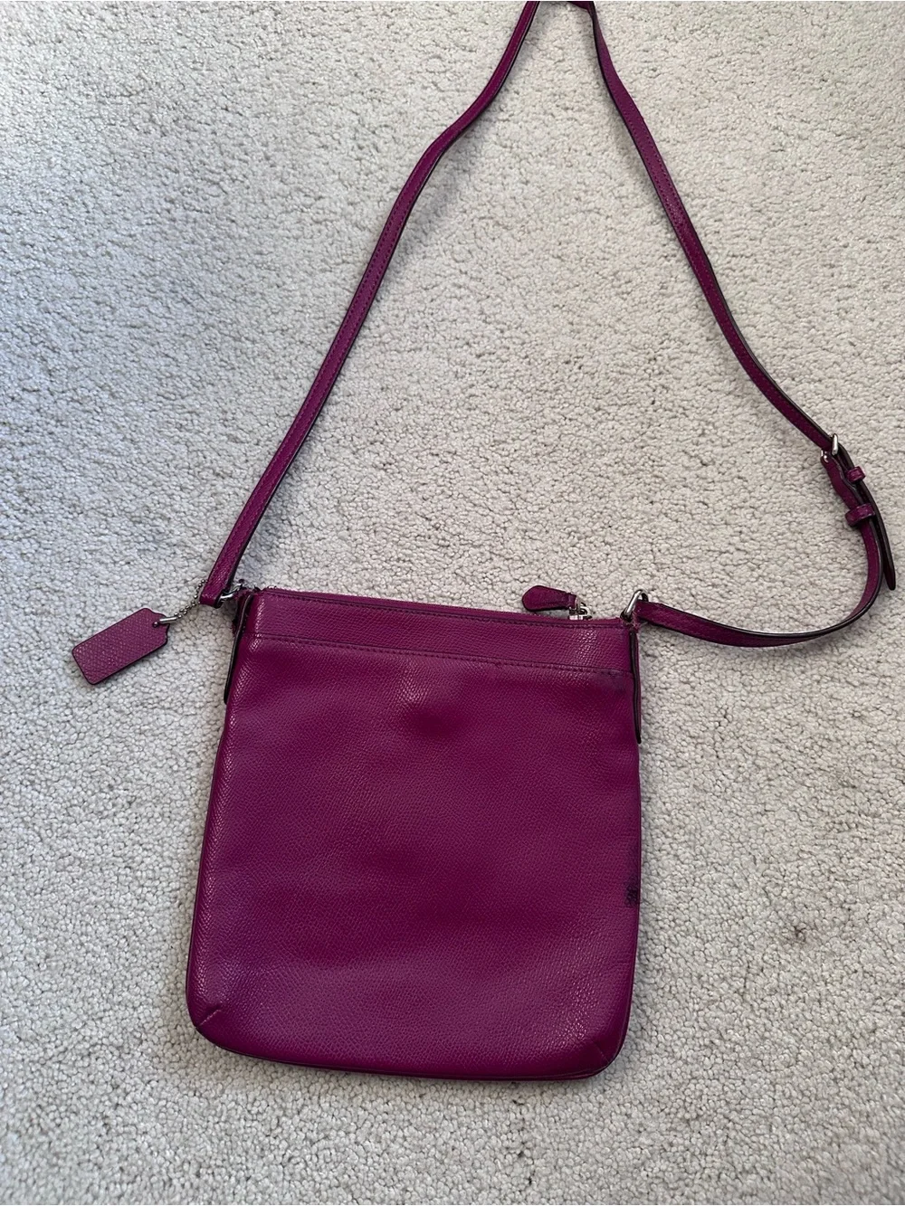 Coach Pebbled Leather Crossbody in Magenta